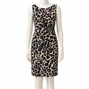 Leopard Print Sleeveless Silk Dress